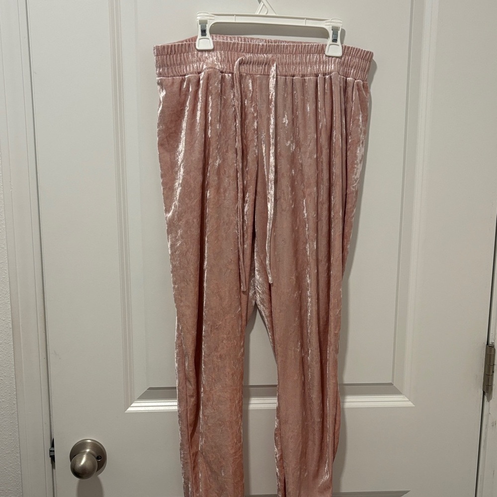 Blush Pink Crushed Velvet Joggers